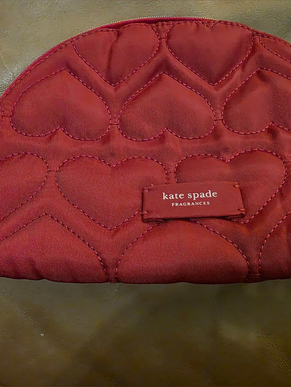 kate spade pink quilted heart fragrance cosmetic pouch